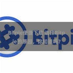 Bitpie便捷下载 选择Bitpie的原因，你知道吗？